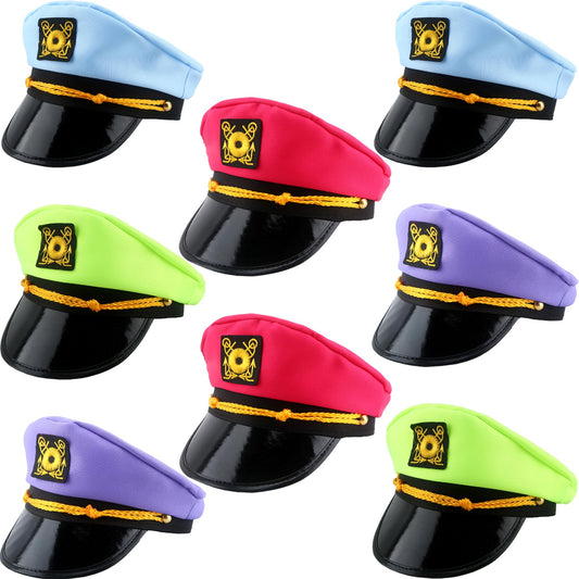 SGBETTER 8 Pack Colorful Captain Hats Adjustable Yacht Sailor Hat Boat Captain Hat for Women Men Nautical Party Dress Up Accessory 4 Colors