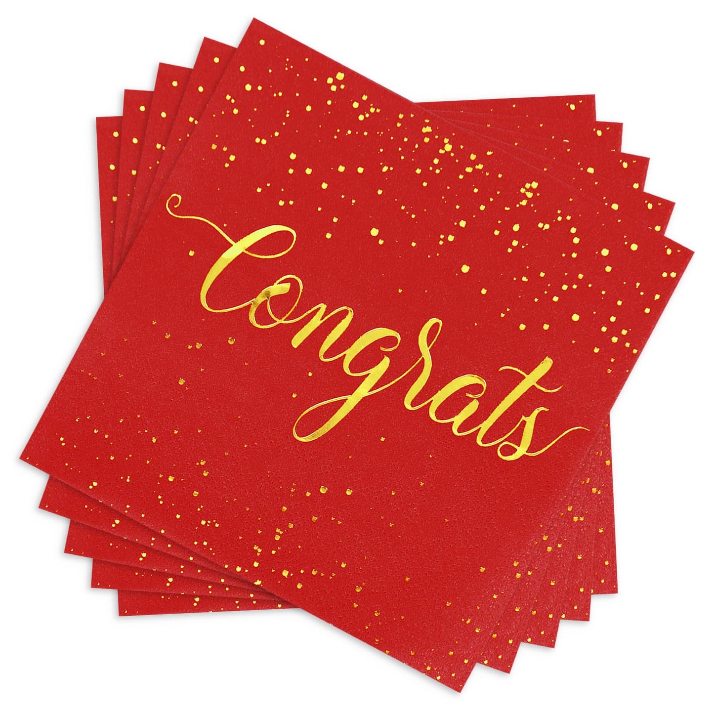 Gold Congratulations Cocktail Napkins – 80 Pack, Red & Gold