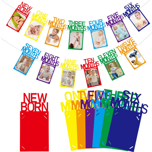 Rainbow Baby 1st Birthday Monthly Milestone Photo Banner Kit