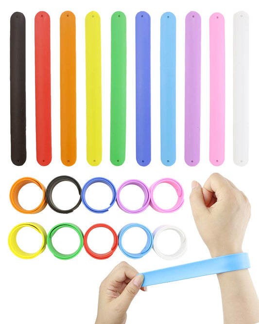 Rainbow Silicone Slap Bracelets - 20 ct