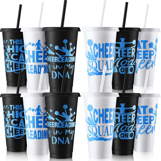 Cheer Team Tumblers with Straws & Lids – 12 Pack, 24oz