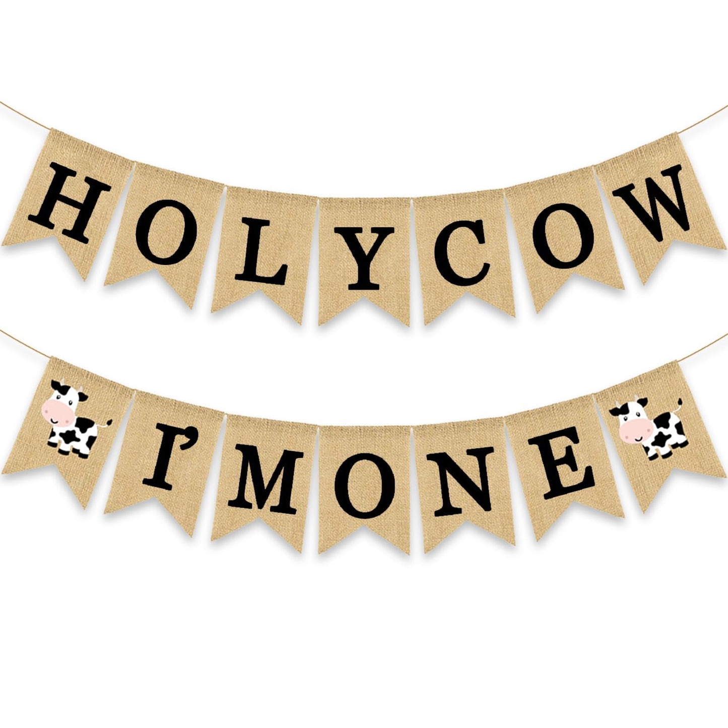 Holy Cow Im One Banner Farm 1st Birthday Party Decoration Barnyard Burlap Garlands Western Boy Girl First Birthday Supplies Black