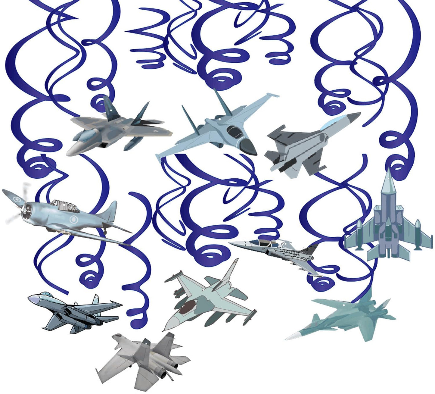 Airplane Hanging Swirl Ceiling Streamers – 20 Piece
