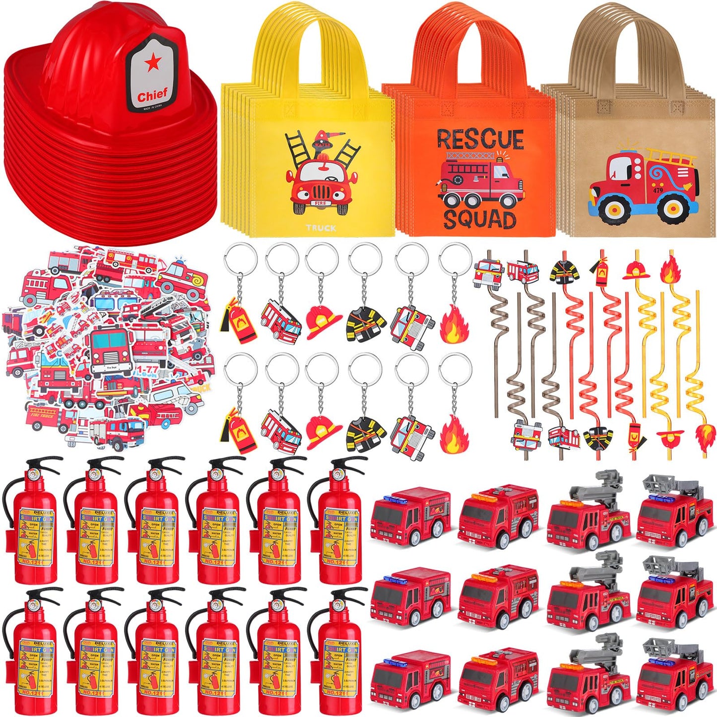 Firefighter Birthday Party Favour Kit – 12 Sets, 122 Piece