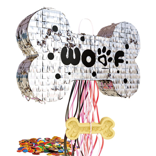 Dog Bone Pull String Piñata Puppy Party Decor