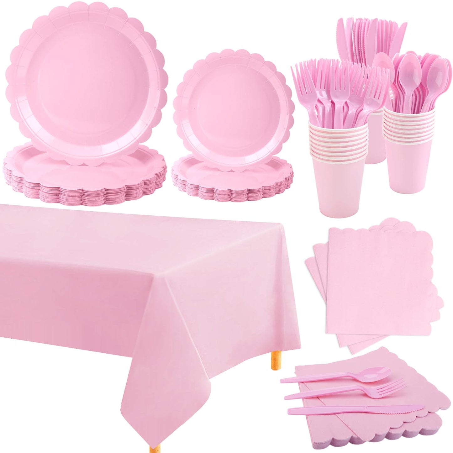 Pink Disposable Party Tableware Set - 176 ct