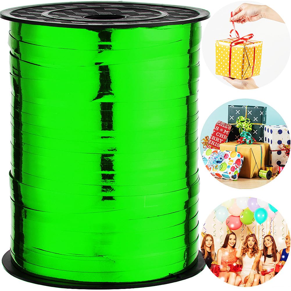 Metallic Curling Ribbon3/16 inch x 500 Yard Curly Ribbon for Gifts Package WrappingBowsCrafting (Dark Green)