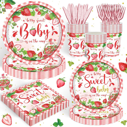 Strawberry Baby Shower Party Tableware Set - 120 ct
