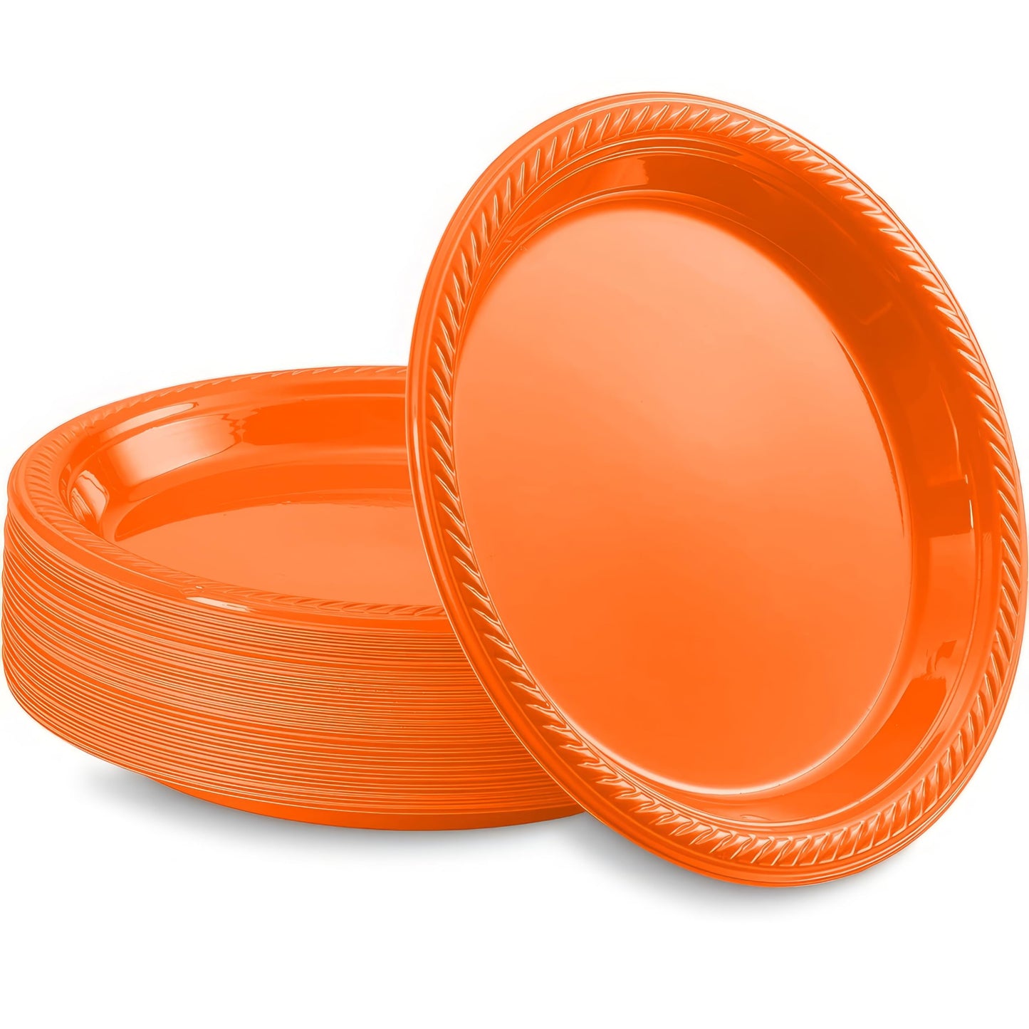 Orange Plastic Dessert Plates 7 Inch