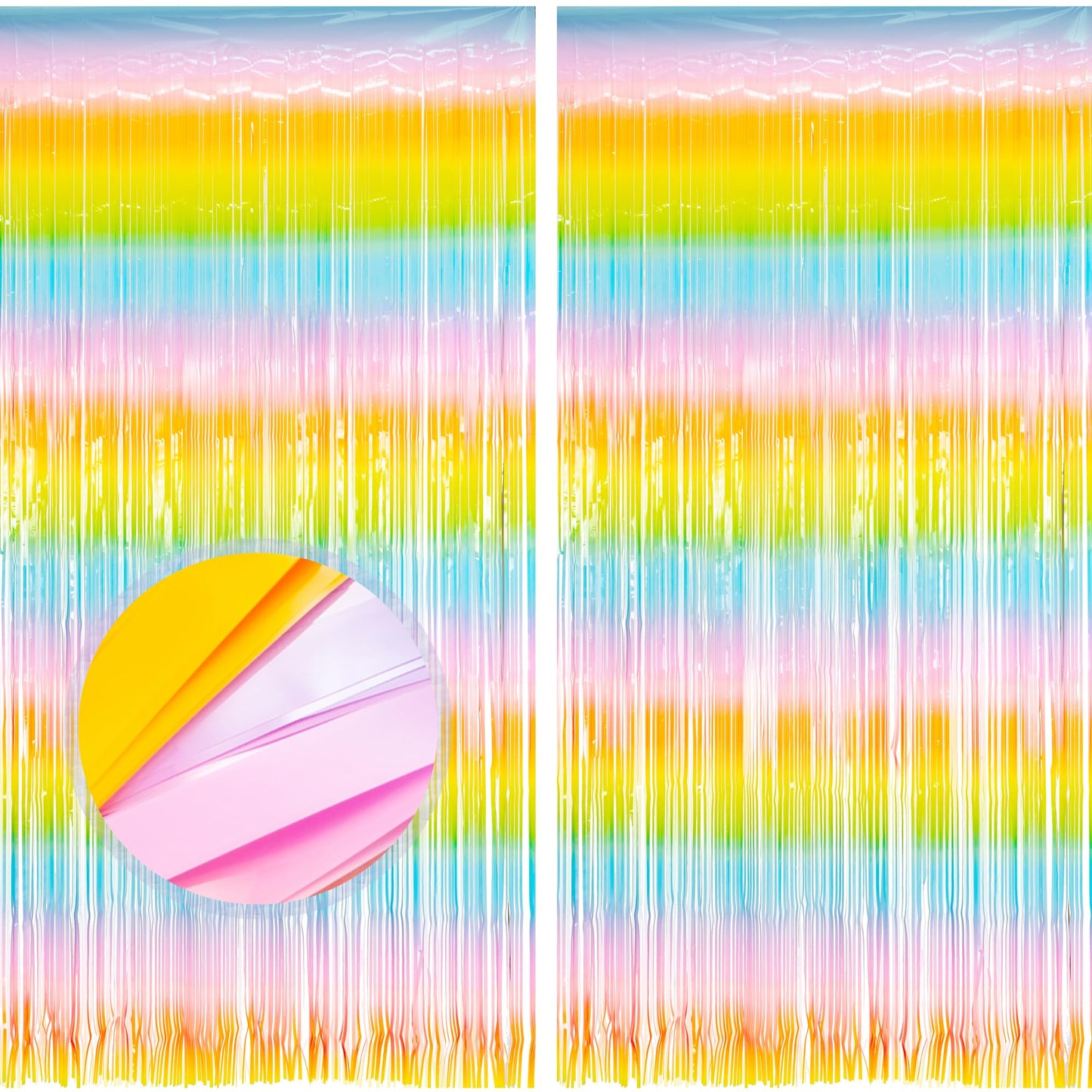 Pastel Rainbow Foil Fringe Curtain Party Backdrop
