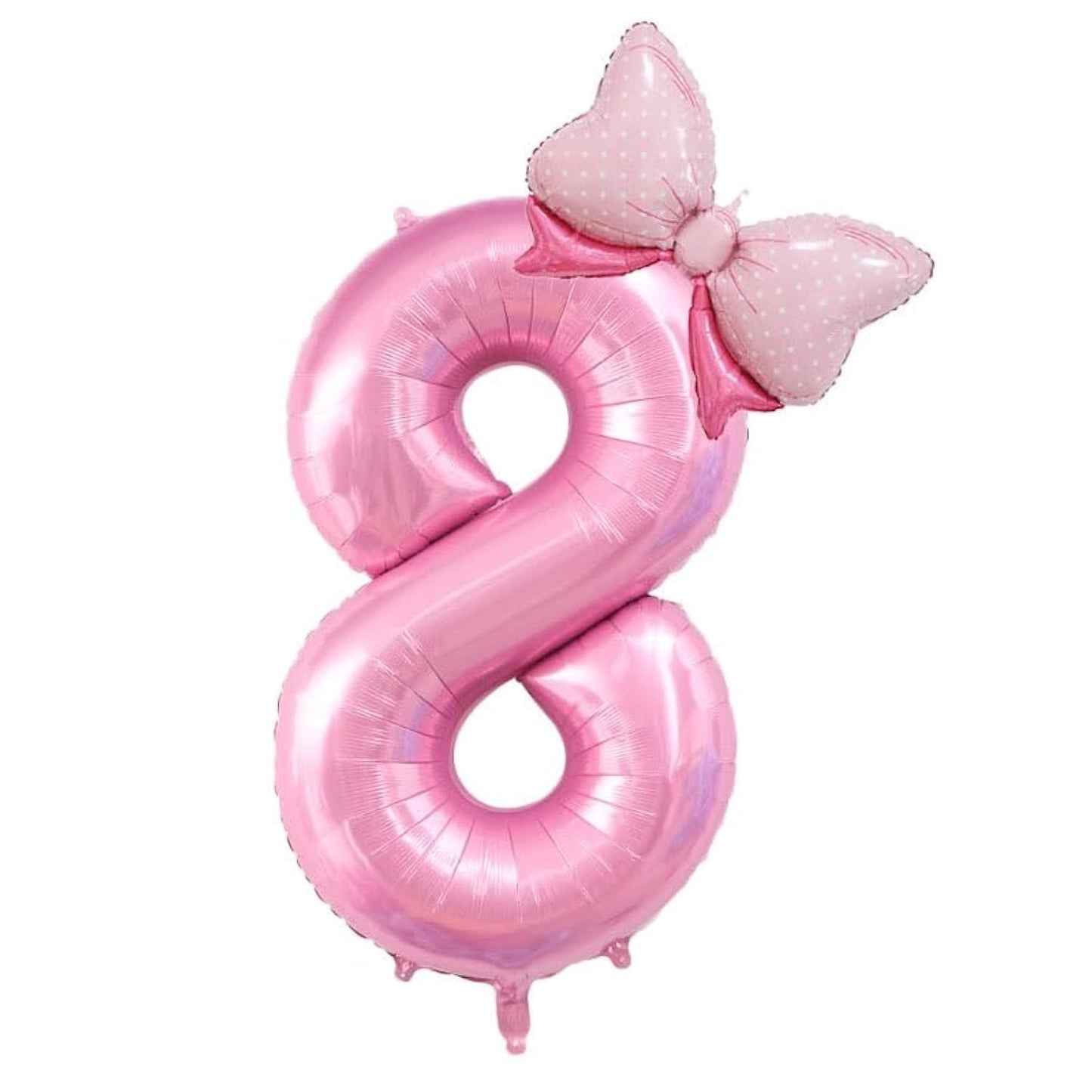 Pink Number 8 Giant Foil Balloon with Mini Bows - 40 Inch
