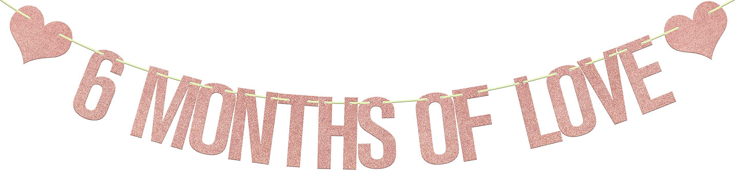 6 Months of Love Half Birthday Banner – Rose Gold Glitter