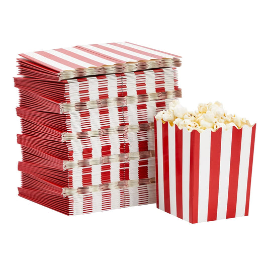 Mini Popcorn Boxes – 100 Pack, Red & White