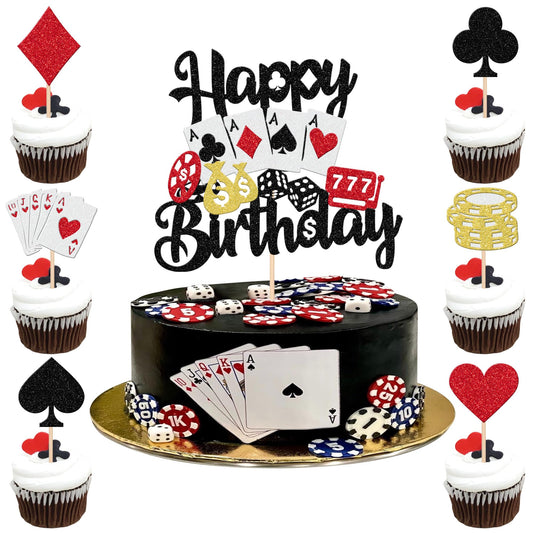 Casino Poker Theme Cupcake Toppers – 25 Piece