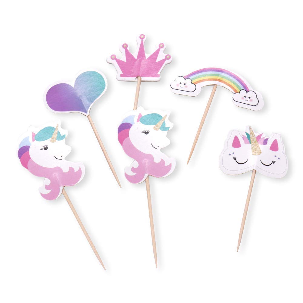 Rainbow Unicorn Cupcake Toppers - 48 ct