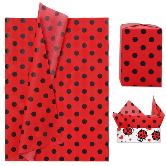 Ladybug Red Black Polka Dot Tissue Paper - 100 ct