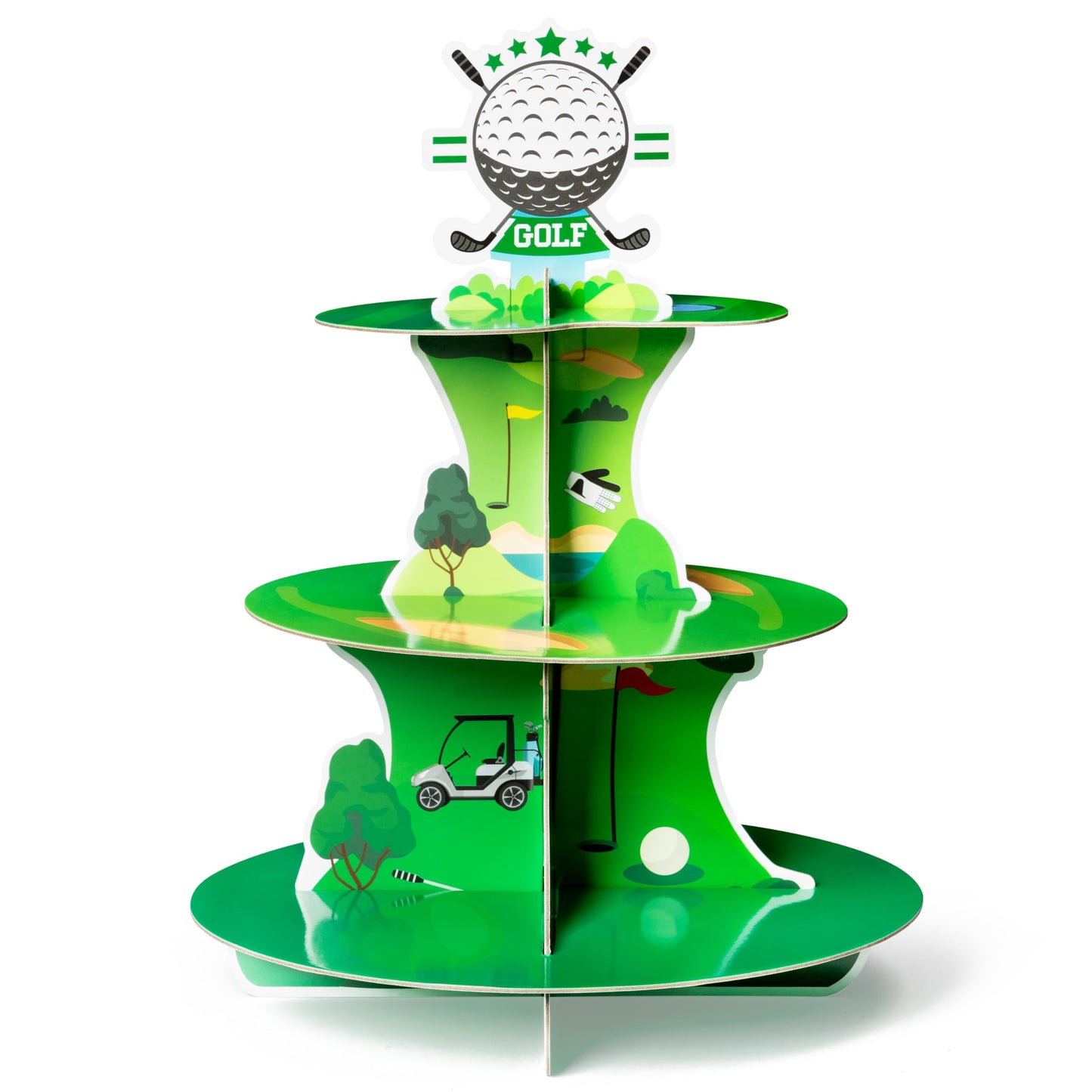Golf Course 3-Tier Cardboard Cupcake Stand