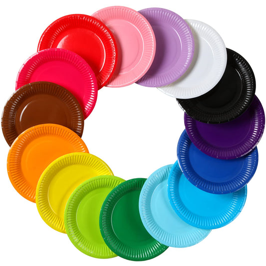 Rainbow Dessert Plates 7 Inch – 300 Pack, 15 Colours