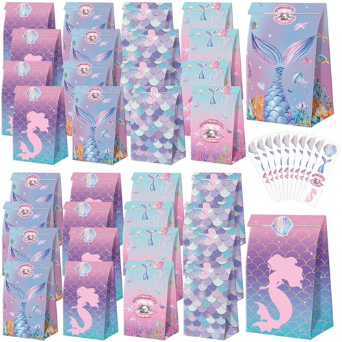 Mermaid Tail Party Favor Bags Blue & Purple - 40 ct