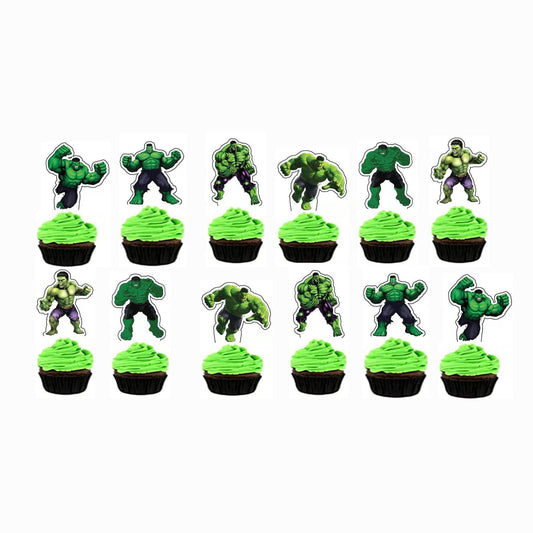Green Superhero Birthday Cake & Cupcake Toppers – 48 Piece