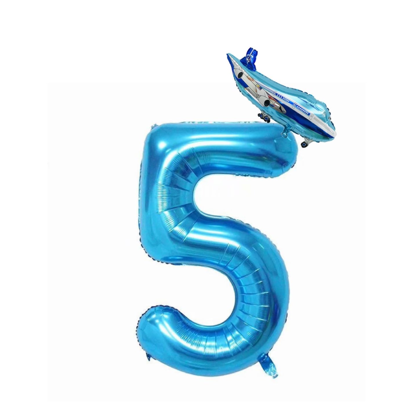Blue Airplane Number 5 Birthday Balloon – 40 Inch