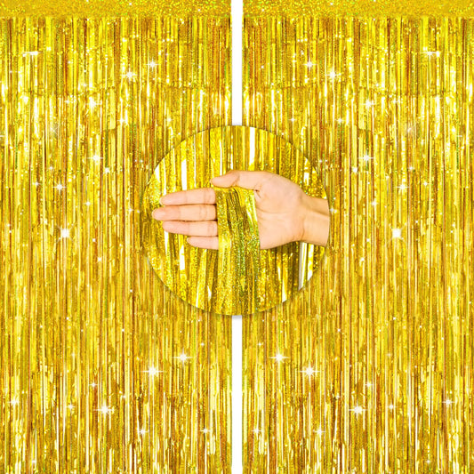 Gold Foil Fringe Backdrop Curtains - 2 ct