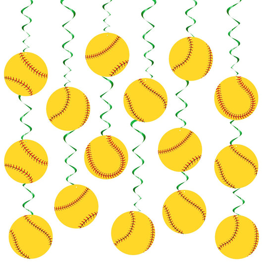Softball Party Hanging Swirl Ceiling Decorations – 30 Piece