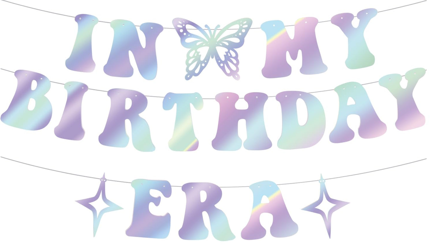 In My Birthday Era Banner DIY Glitter In My Birthday Era Decorations Birthday Party Decorations Eras Birthday Decorations for Women Girls Butterfly Laser