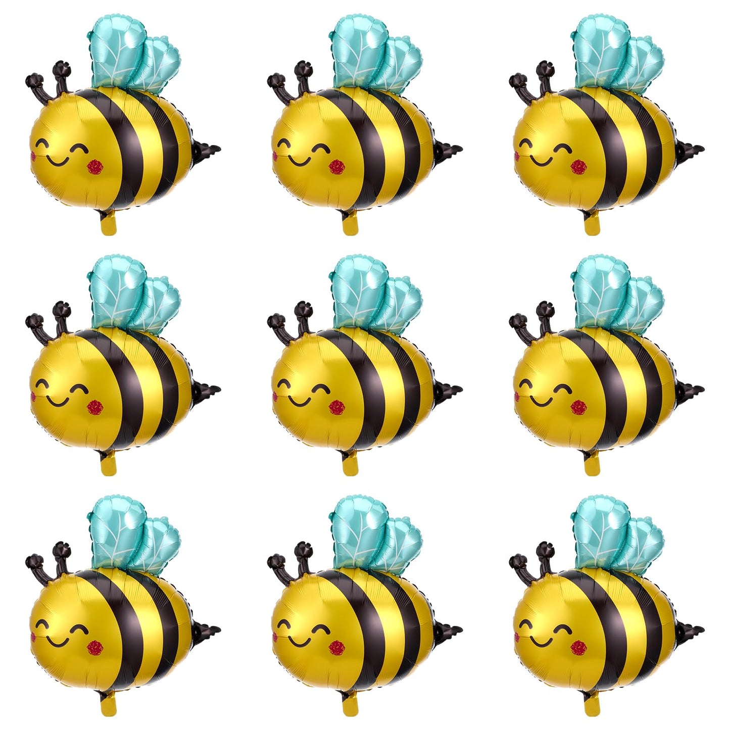 9Pcs Bee Balloons Cute Smile Face Bee Balloons Lovely Woodland Honeybee Balloons Fall Balloon Arch Kit Bee Theme Birthday Supplies Party Decorations 28 inch
