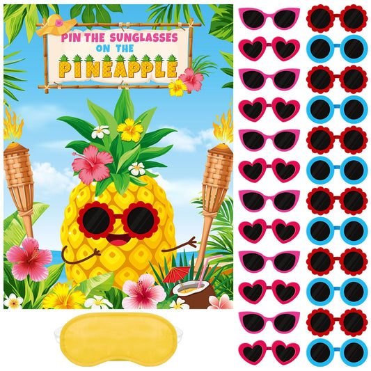 Hawaiian Luau Pin the Sunglasses on the Pineapple Party Game
