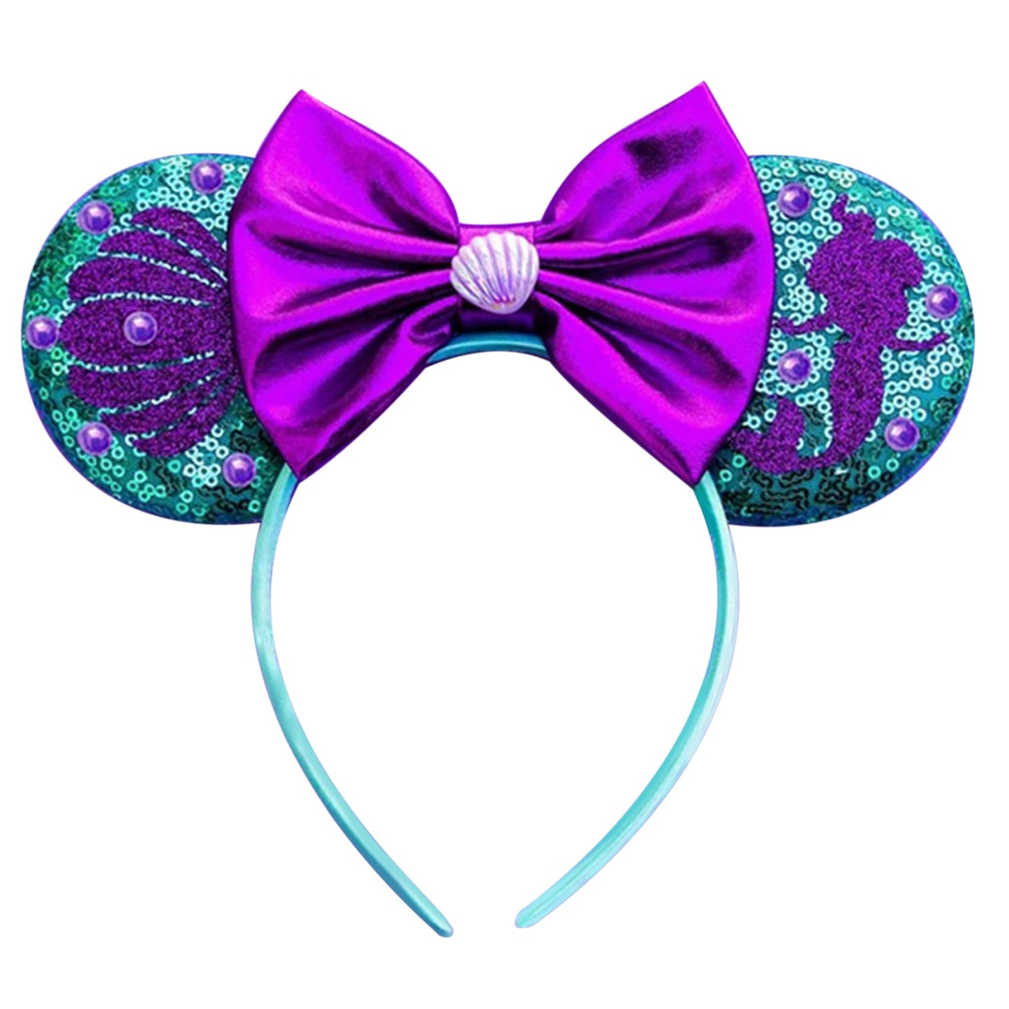 Purple & Green Mermaid Mouse Ear Headband for Women & Girls