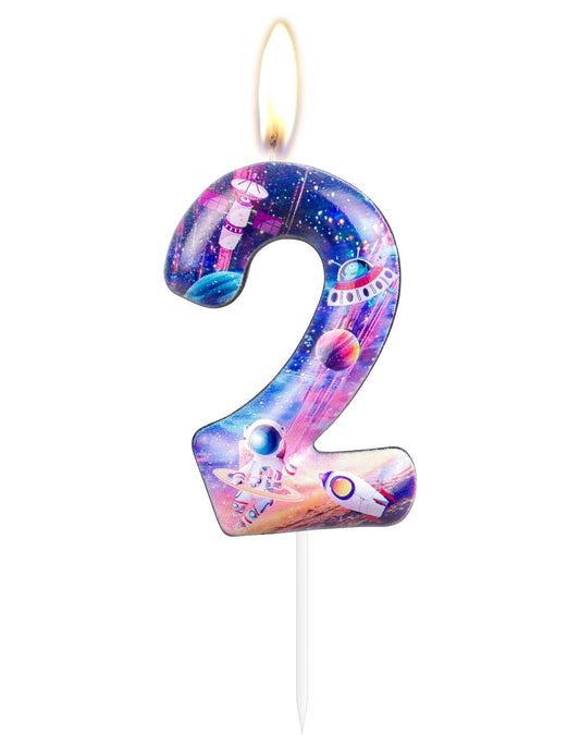Outer Space Number 2 Birthday Cake Candle