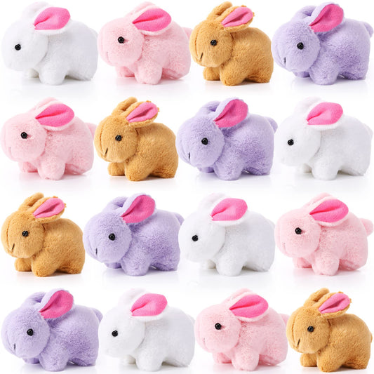 Mini Bunny Stuffed Animal Keychains – 16 Pack, Easter Basket Stuffers