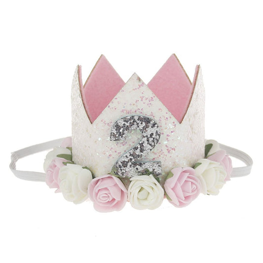 2nd Birthday Flower Tiara Headband