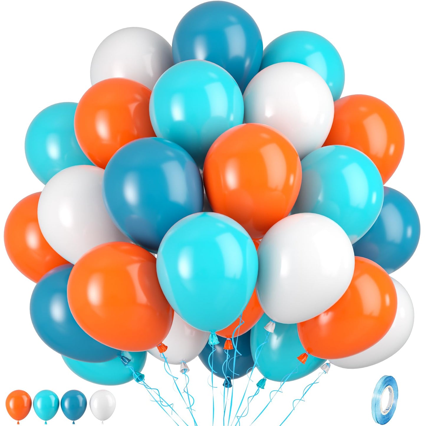 Blue & Orange Party Balloons - 12 Inch