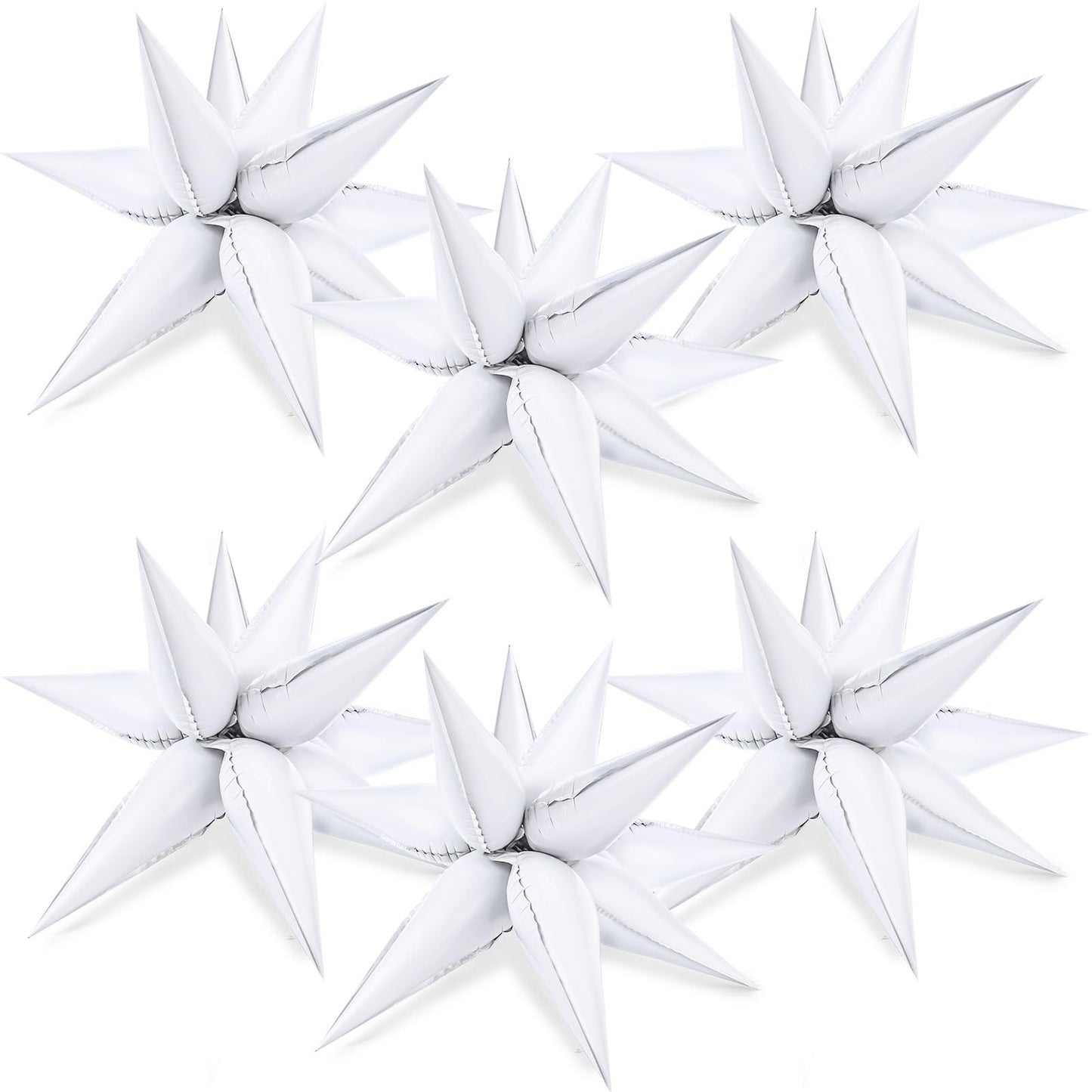 White Foil Spike Star Balloons