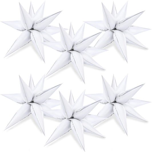White Foil Spike Star Balloons