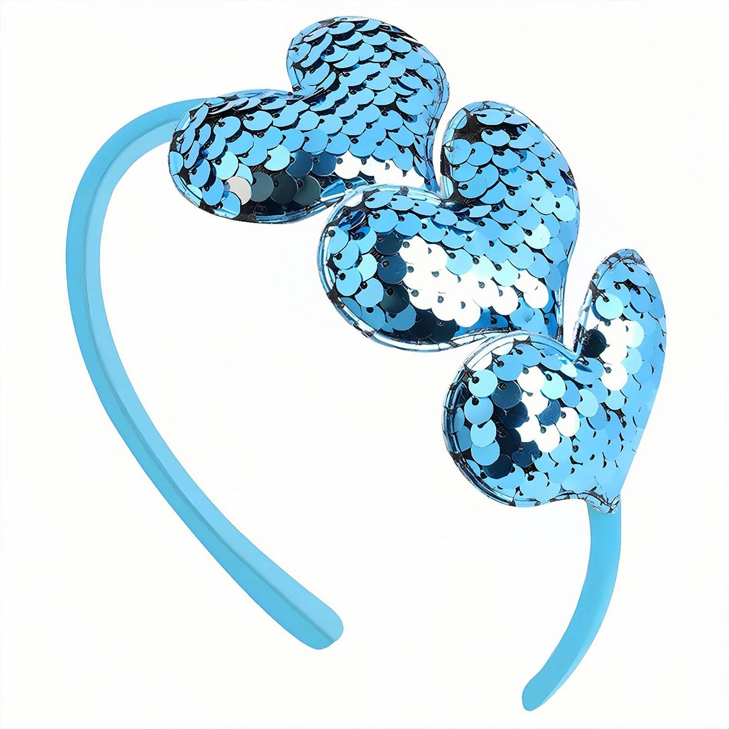 Blue Sequin Glitter Love Heart Valentine's Day Headband