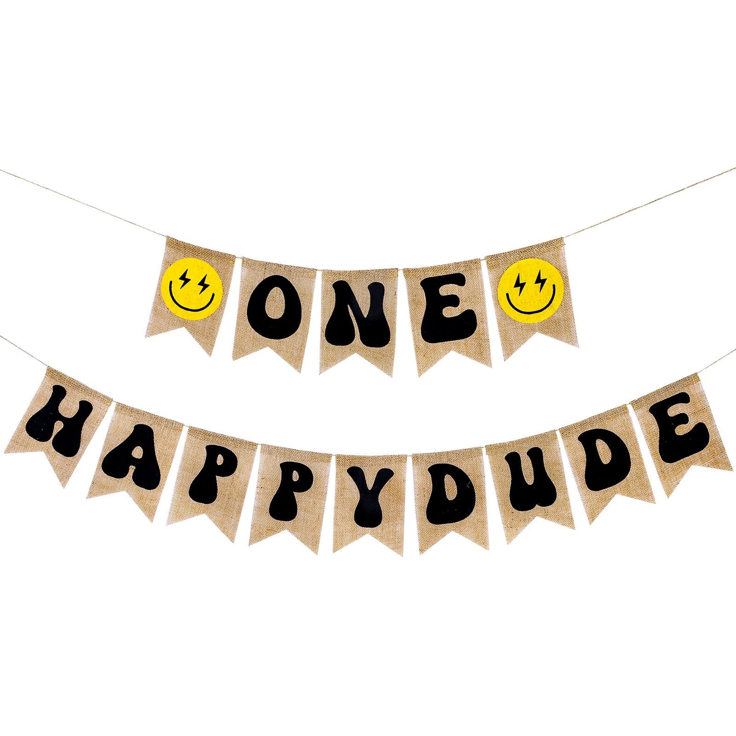 One Happy Dude Burlap Birthday Banner Garland - 2 ct