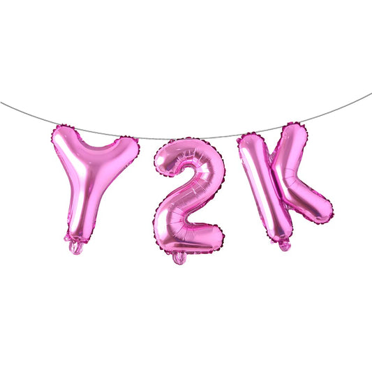 Y2K Rose Red Foil Letter Balloon Set – 16 Inch
