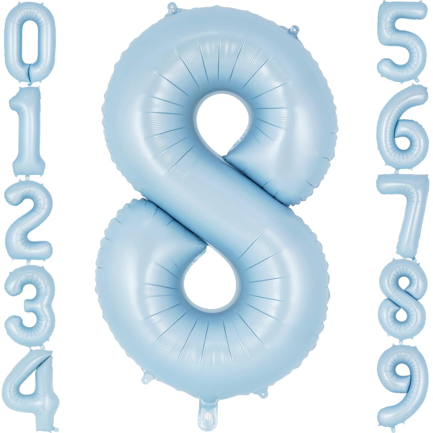 Light Blue Number 8 Giant Foil Balloon - 40 Inch