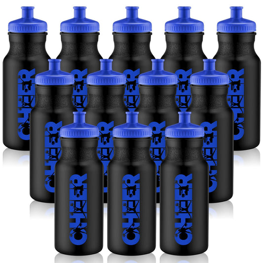 Cheer Water Bottles – 12 Pack, 20oz, Black & Blue