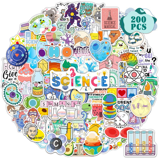 Educational Science Stickers – 200 Pack, Chemistry Biology Physics