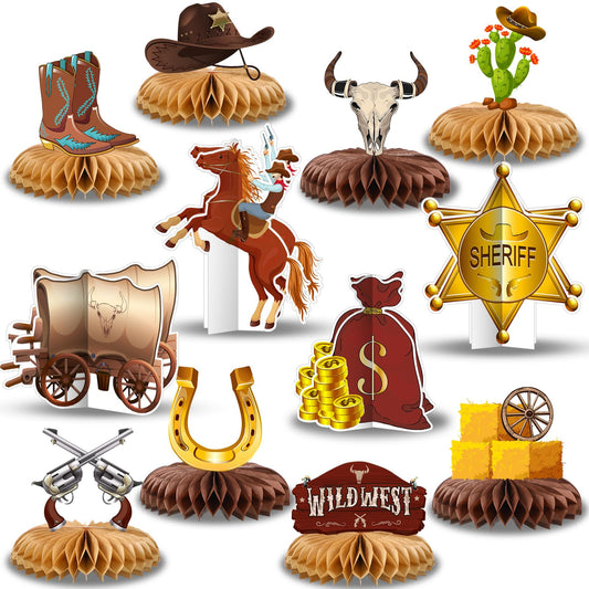 Wild West Cowboy Honeycomb Table Centrepieces – 12 Piece