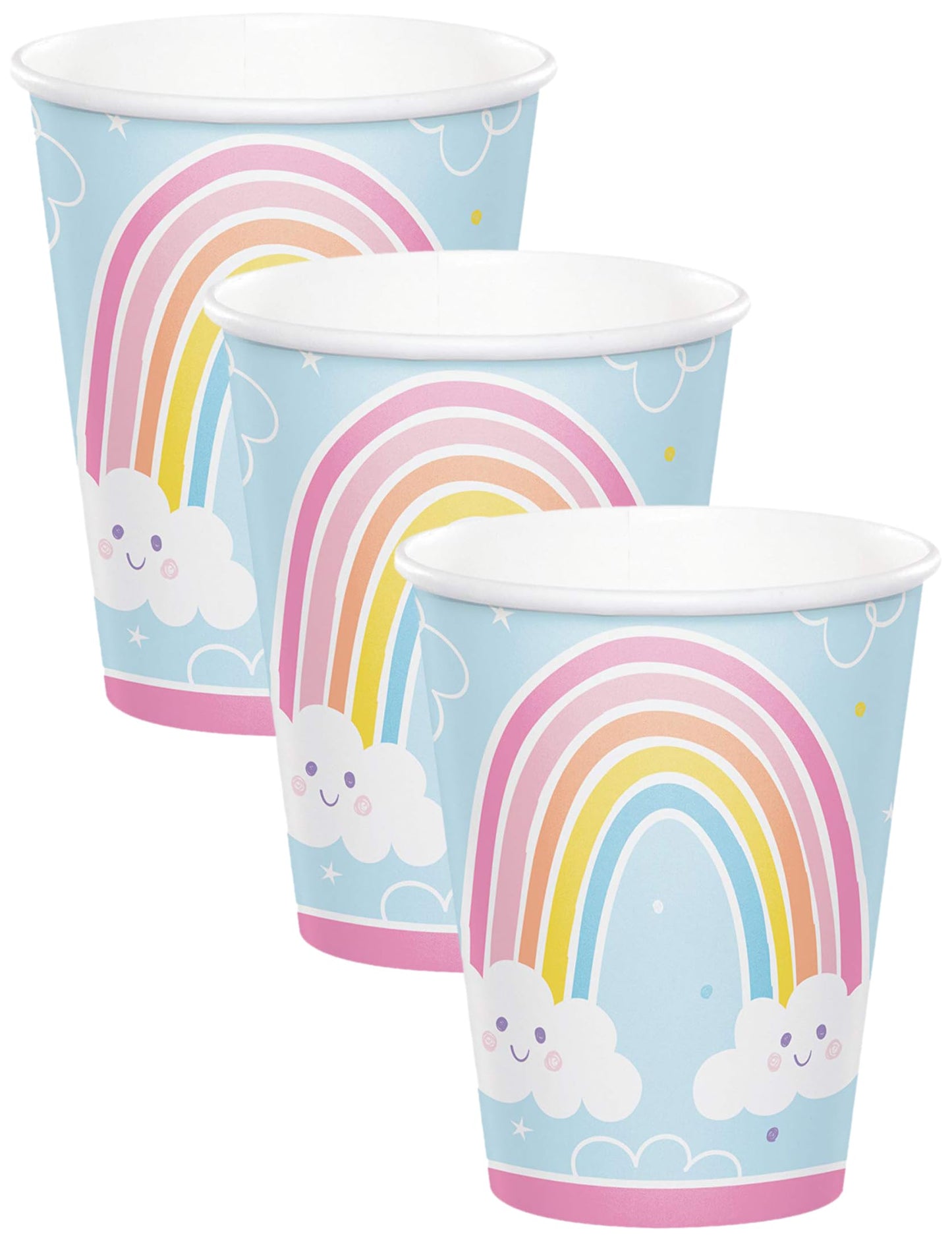 Happy Rainbow Pastel Paper Cups Party Supplies