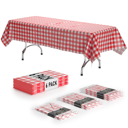 Gingham Checkered Tablecloths – 6 Pack, 54 x 108 Inch