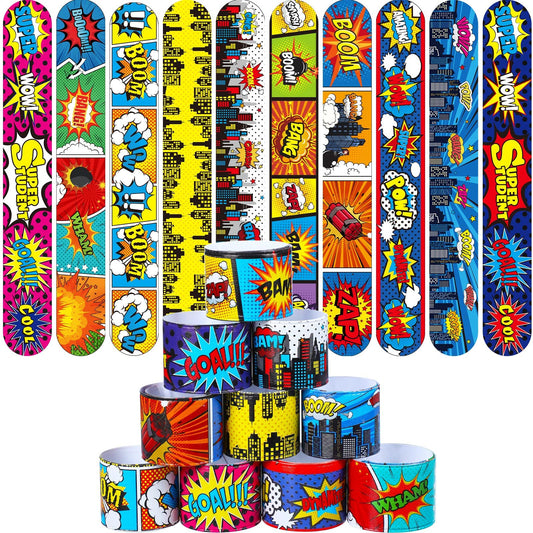 Tie-Dye Superhero Comic Slap Bracelets Party Favours – 40 Pack