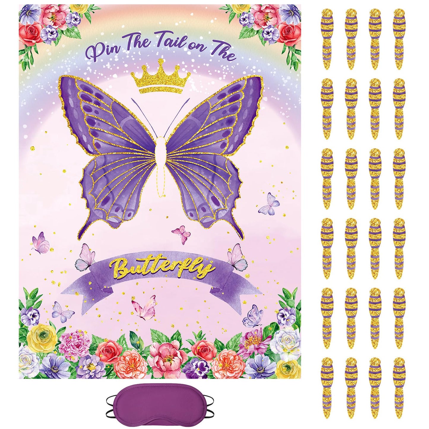 Purple Butterfly Pin the Tail Party Game