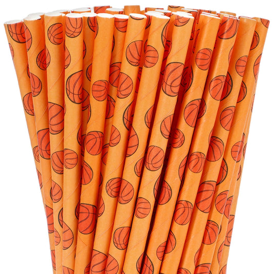 Basketball Sports Party Paper Straws – 200 Pack