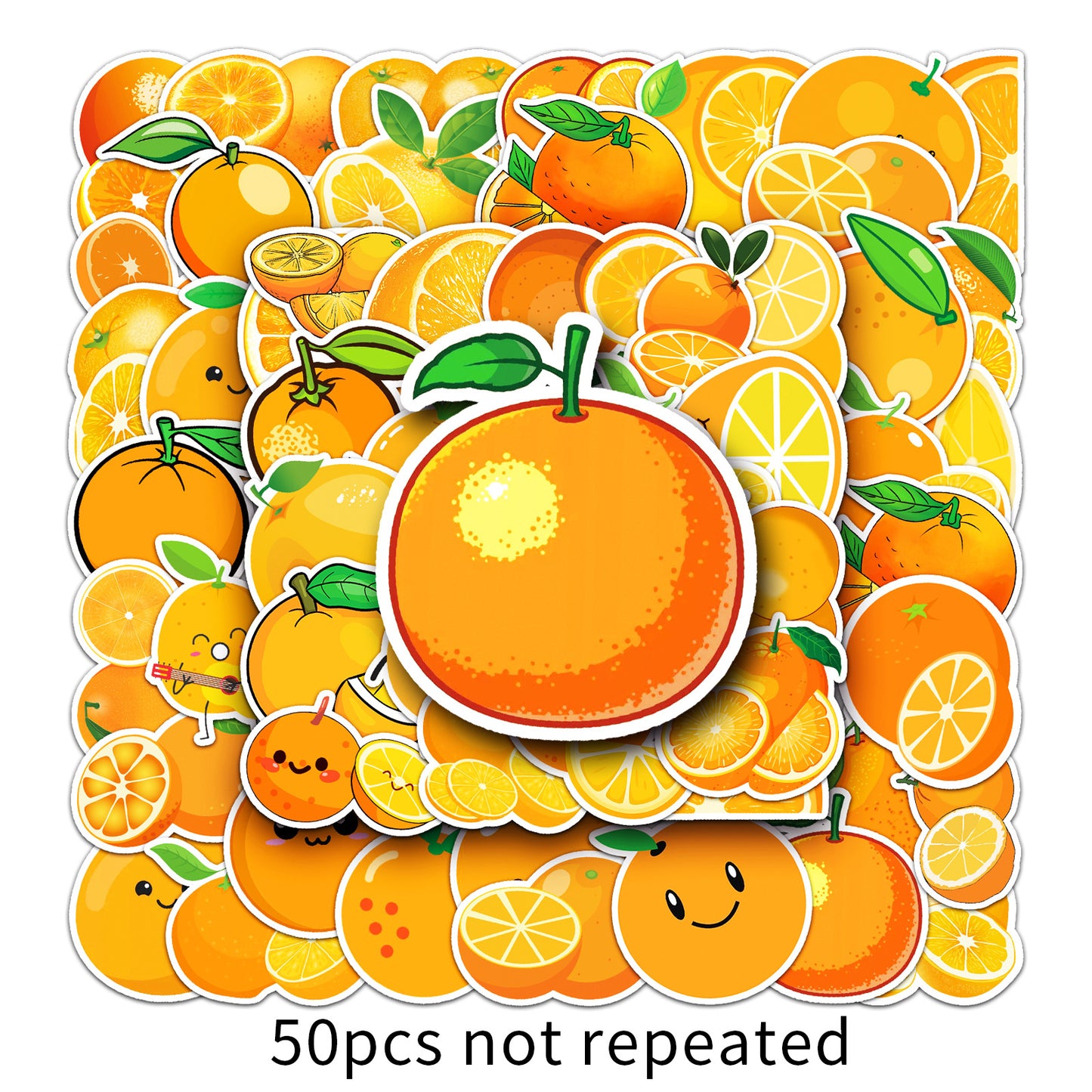 50 Orange Cartoon Fruit Stickers for DIY Projects